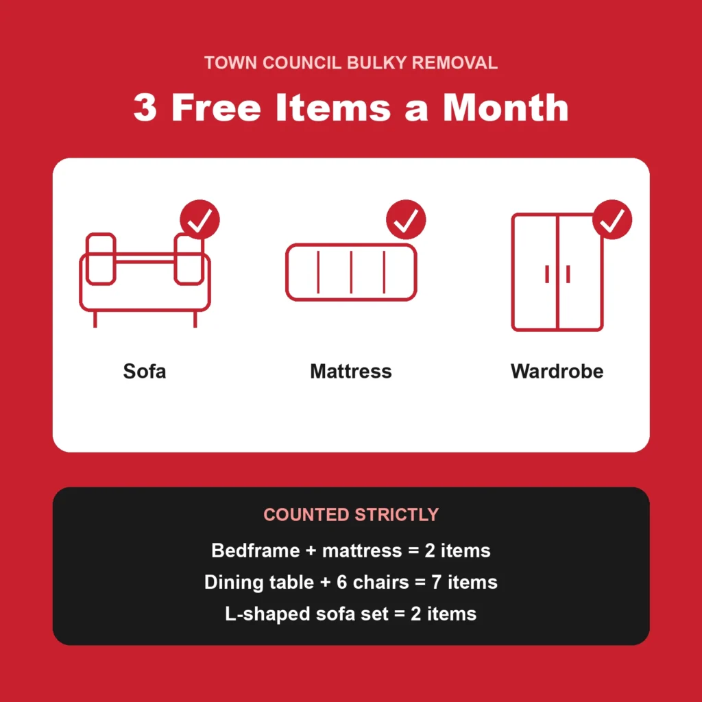 cost in singapore for bulky item disposal town council